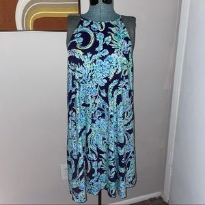 Lilly Pulitzer Blue and Green Floral Dress Margot swing dress